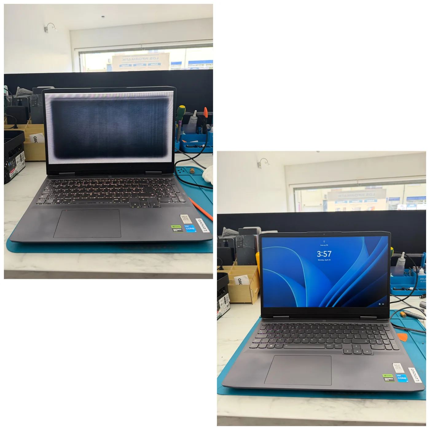 Écran de PC portable remplacé
