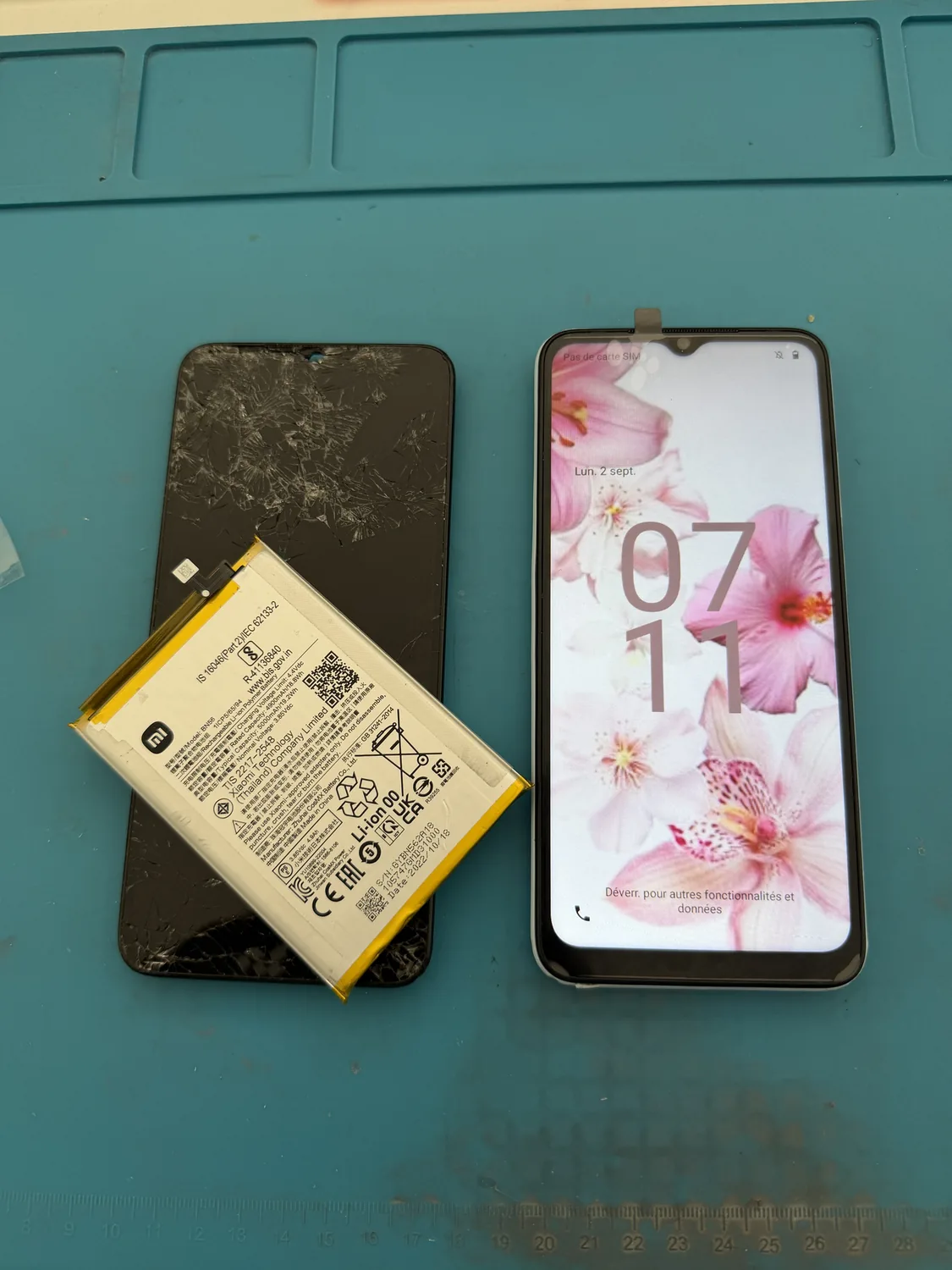 Écran et batterie de smartphone